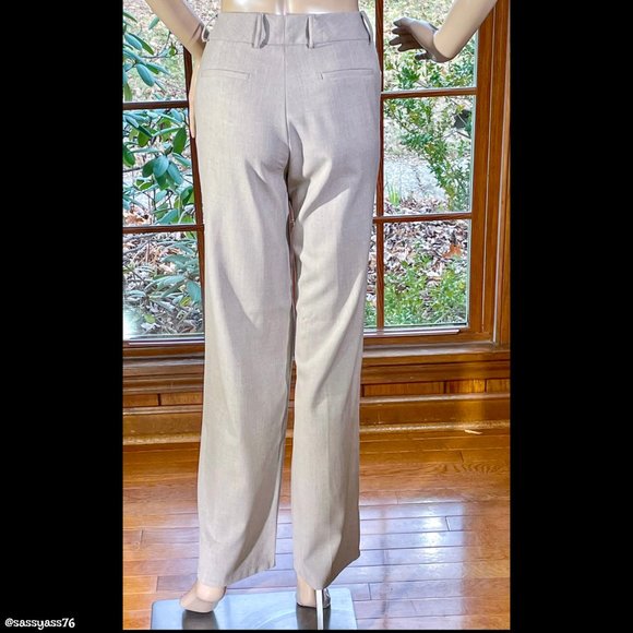 •MIX BY TAHARI ASL▪️Mid-Rise Oatmeal Tan Straight Leg Business Casual Pants - Picture 2 of 5